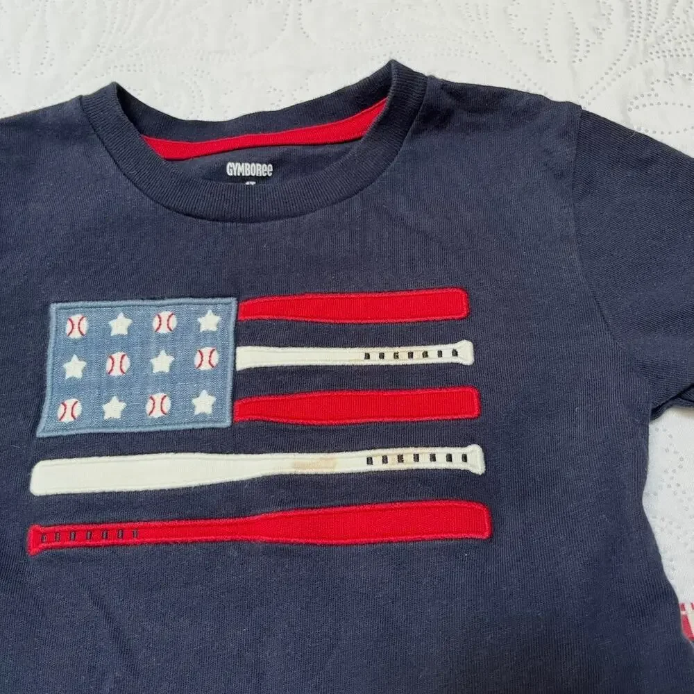 Gymboree Embroidered Baseball Flag Outfit Size 4T